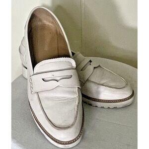 Franco Sarto Cedra Beige Leather Penny Loafers Women's 8.5M Preowned